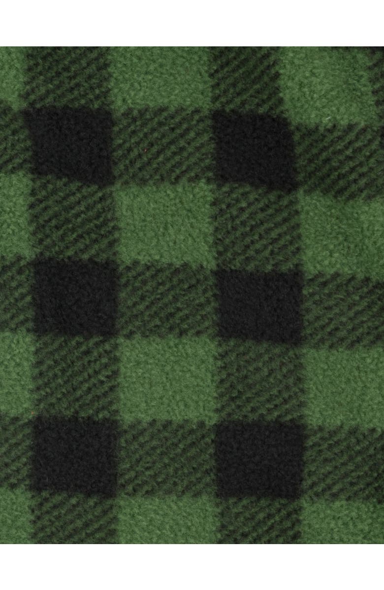 Leveret Kids Fleece Footed Printed Holiday Pajamas, Alternate, color, Plaid Black & Green