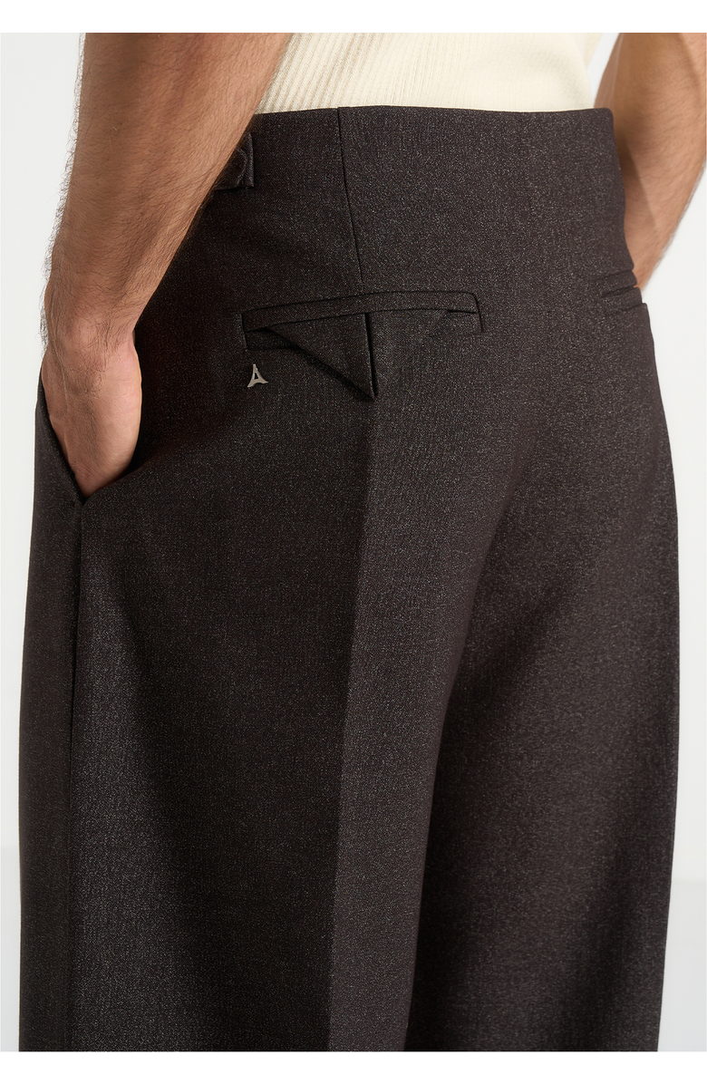 Manière De Voir Lior Box Pleat Hatched Wide Leg Trousers, Alternate, color, Brown