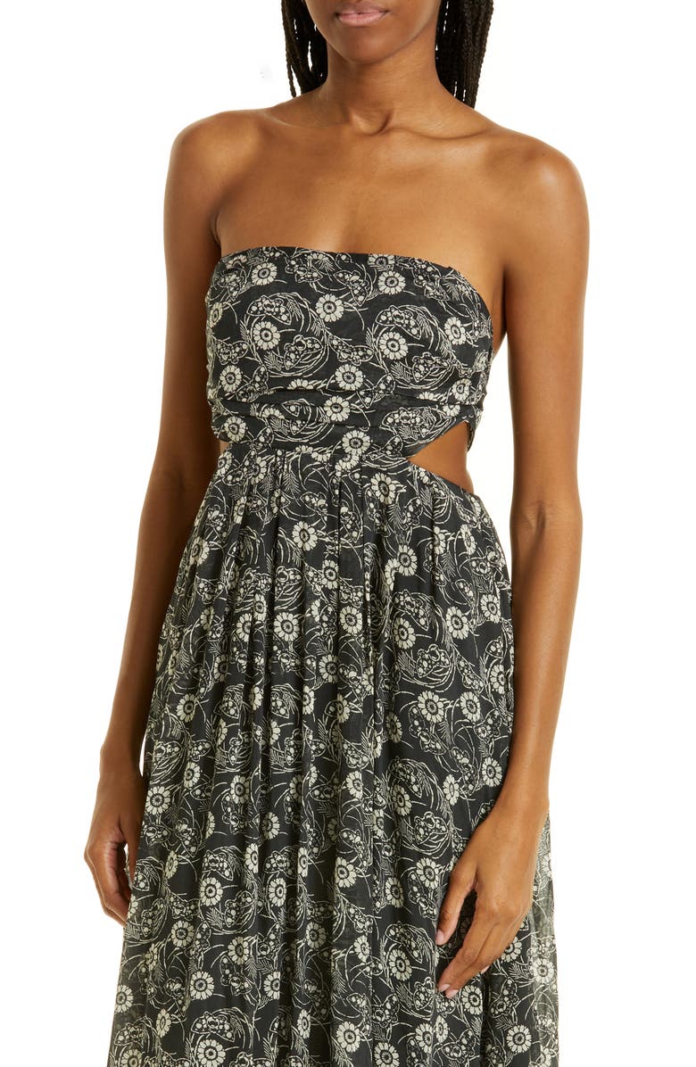 Rebecca Taylor Monarch Fleur Cutout Maxi Dress, Alternate, color, Monarch Fleur Black Combo