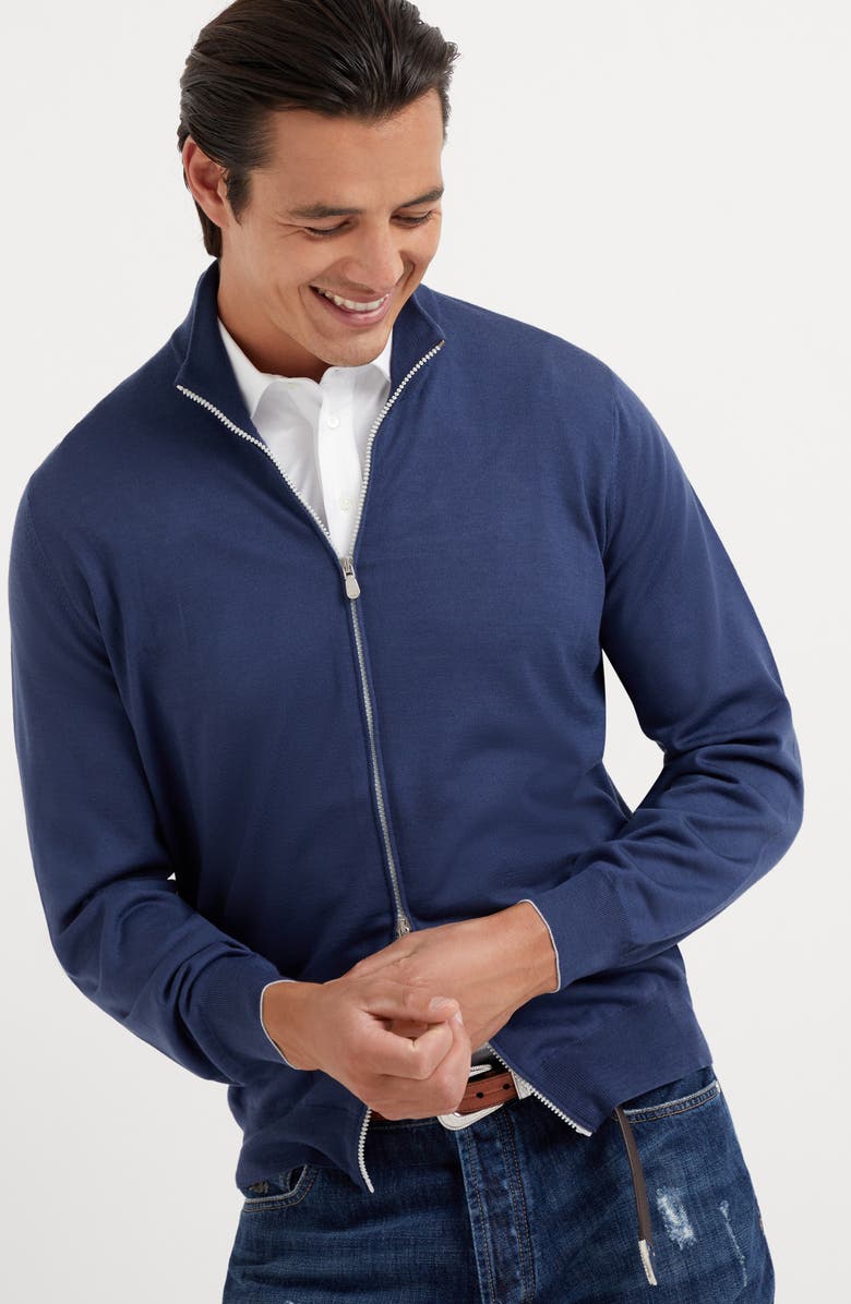 Brunello Cucinelli Virgin wool and cashmere lightweight cardigan, Alternate, color, 