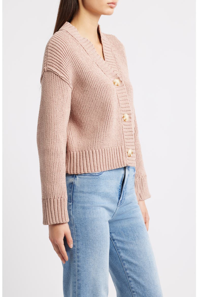 Relaxed Chenille V-Neck Cardigan, Alternate, color, MUSHROOM