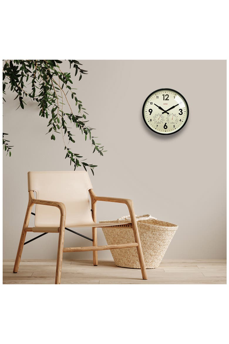 Factory Outdoor Wall Clock & Weather Station (Nordstrom Exclusive), Alternate, color, BLACK