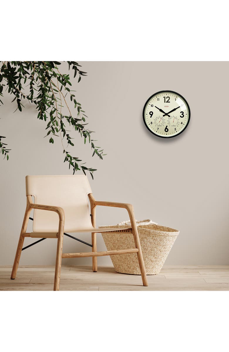 CLOUDNOLA Factory Outdoor Wall Clock & Weather Station, Alternate, color, Black