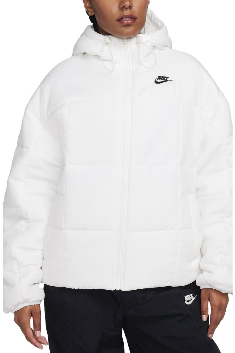 Sportswear Classic Therma-FIT Hooded Water Repellent Puffer Jacket, Main, color, SAIL/ BLACK