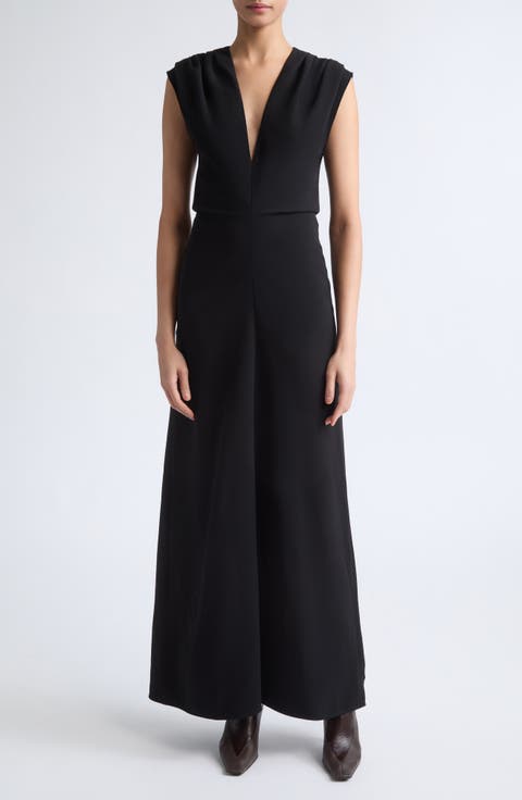 Geraldine Sleeveless Crepe V-Neck Dress