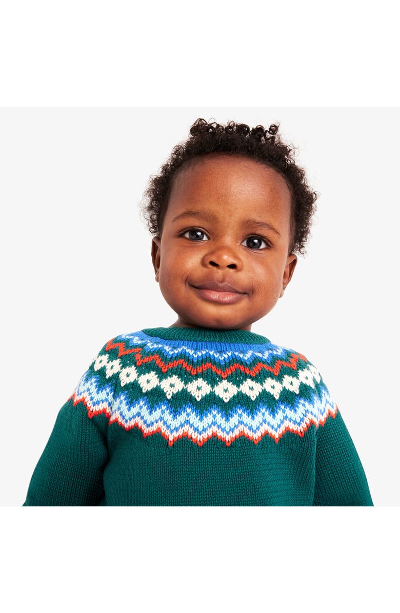 Primary Baby Fair Isle Sweater, Alternate, color, Spruce Rainbow Fairisle
