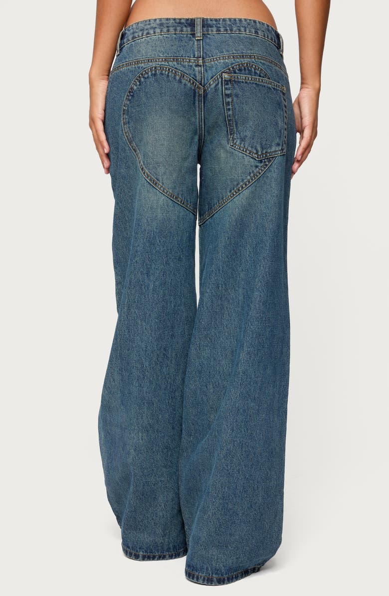 EDIKTED Heartly Low Rise Wide Leg Jeans, Alternate, color, Blue-Washed