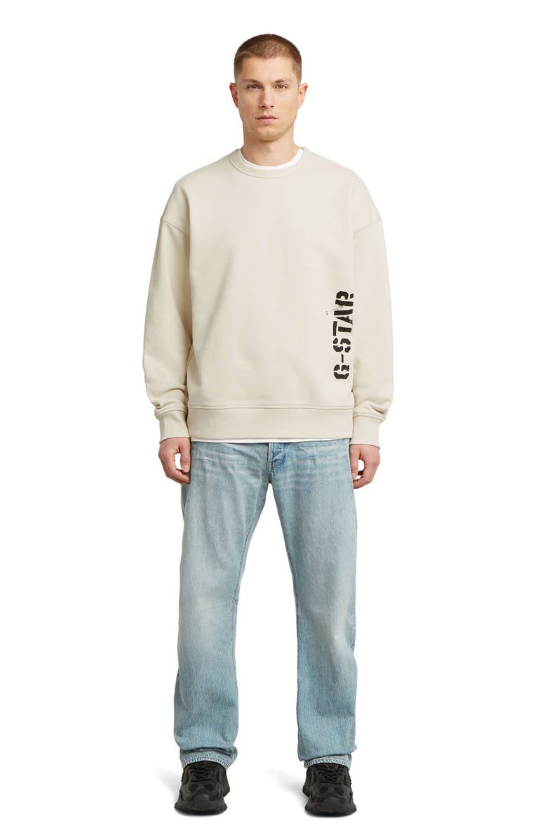 G-STAR Sprayed 89 Loose Organic Cotton Crewneck Sweatshirt, Alternate, color, Whitebait