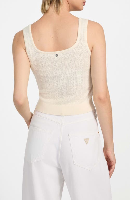 Guess Lyla Pointelle Crop Sweater Tank In White