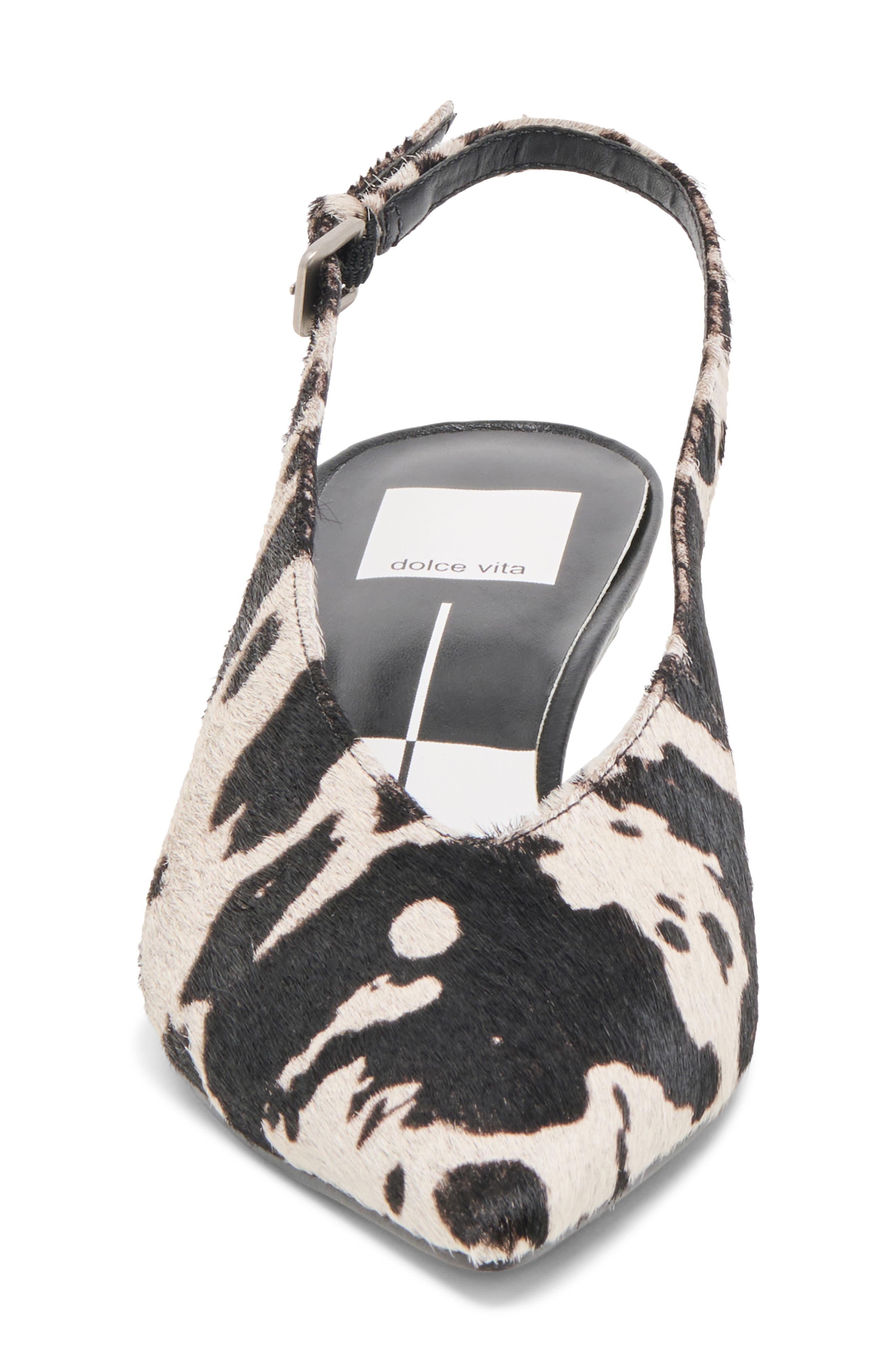 Dolce Vita Alenna Slingback Pointed Toe Kitten Heel Pump, Alternate, color, Black/White Taurus C