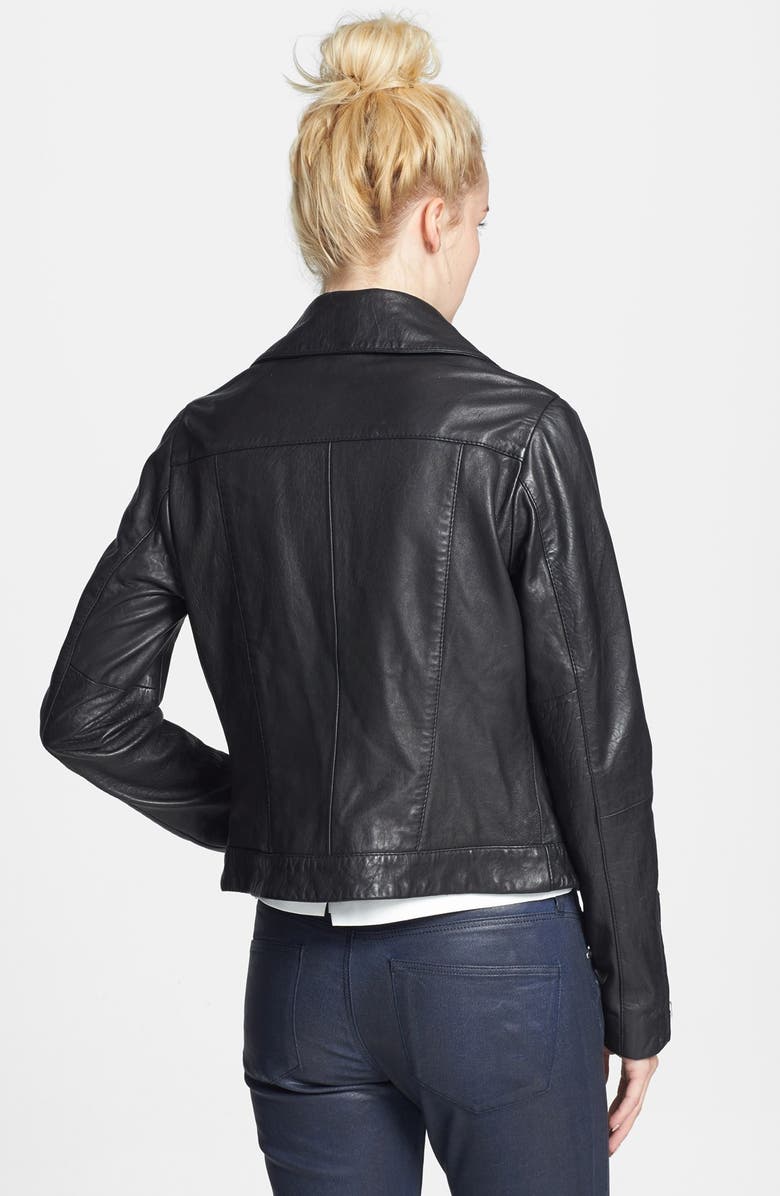 Topshop 'Birthday' Leather Biker Jacket, Alternate, color, 