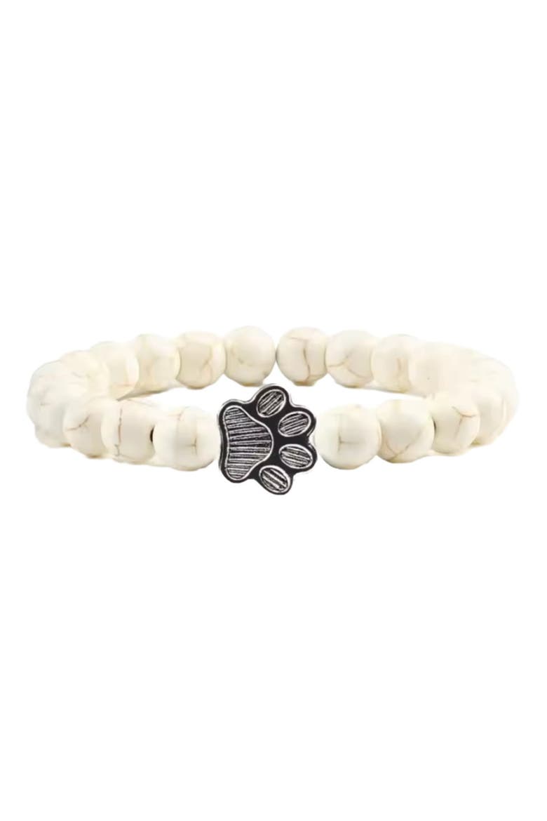 PawZee Snowy Paw Print Charm Bracelet, Main, color, White