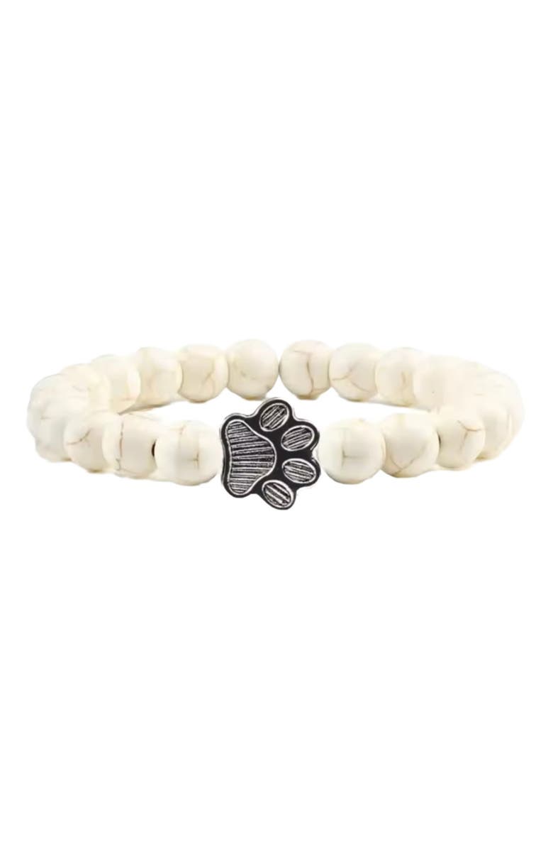 Hollywood Sensation PawZee Snowy Paw Print Charm Bracelet, Main, color, White