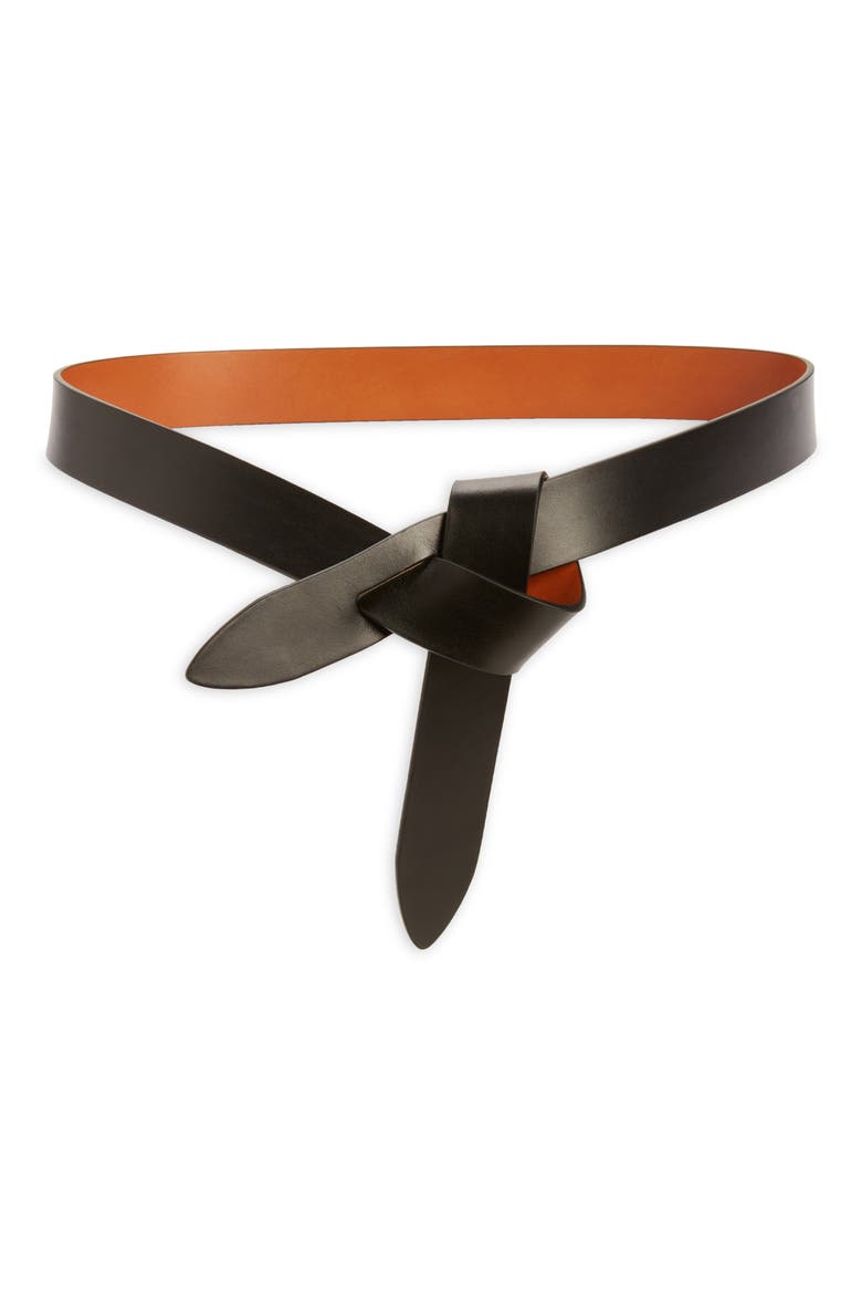 Lecce Knotted Reversible Leather Belt, Main, color, BLACK/ NATURAL