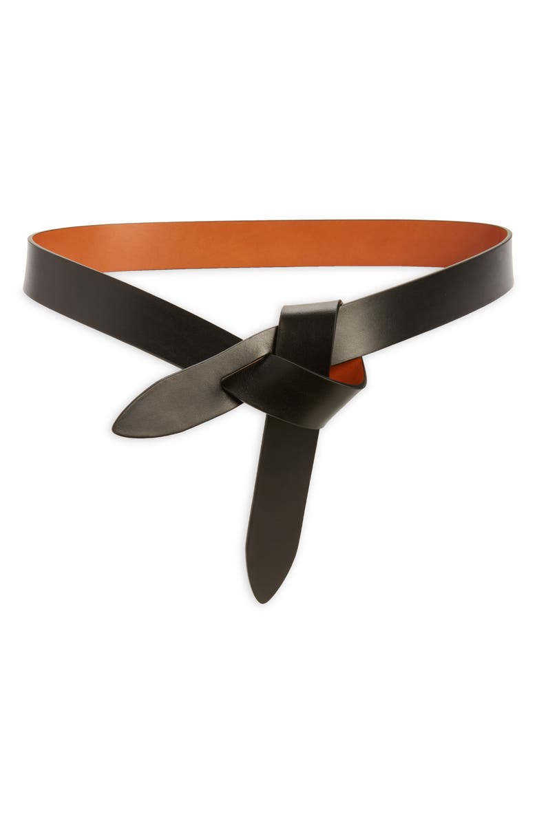 Isabel Marant Lecce Knotted Reversible Leather Belt, Main, color, Black/ Natural