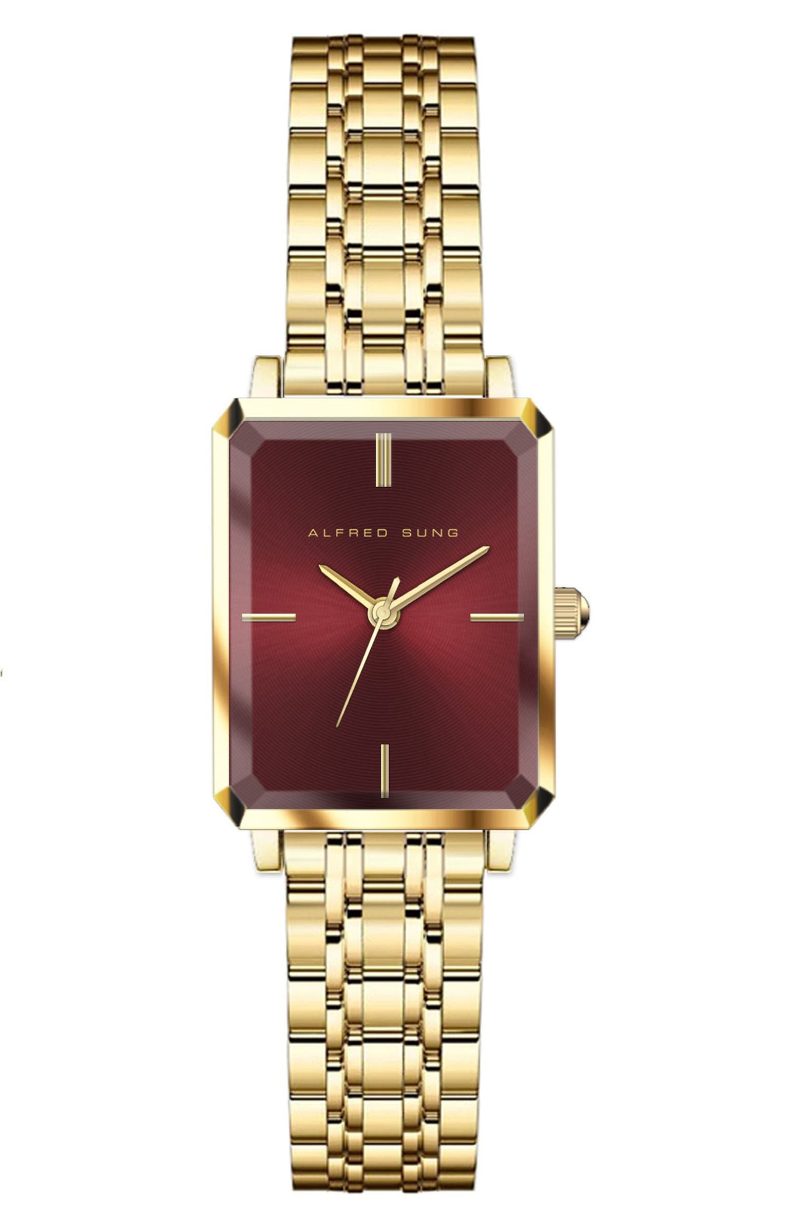 Alfred Sung Octavia Octagon Stainless Steel Bracelet Watch, 19.5mm x ...