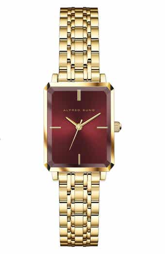 Alfred Sung Octavia Octagon Stainless Steel Bracelet Watch, 19.5mm x 24mm