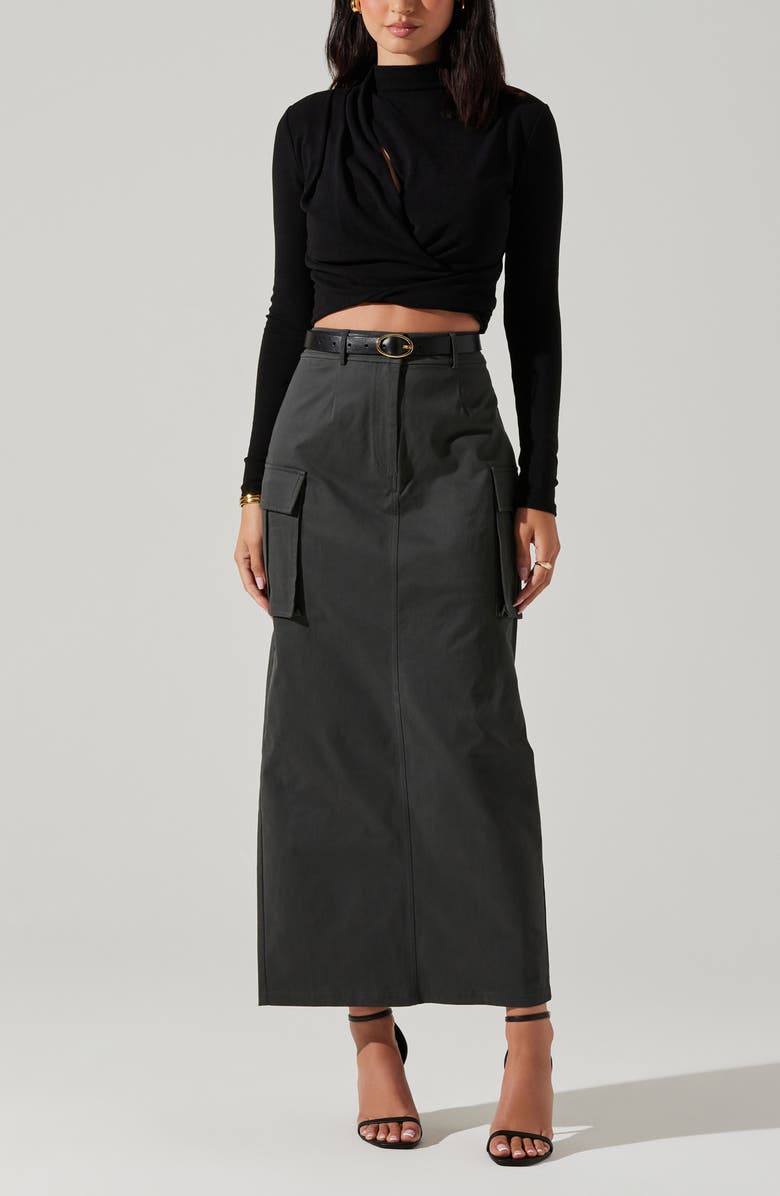 ASTR the Label High Waist Cargo Maxi Skirt, Alternate, color, 