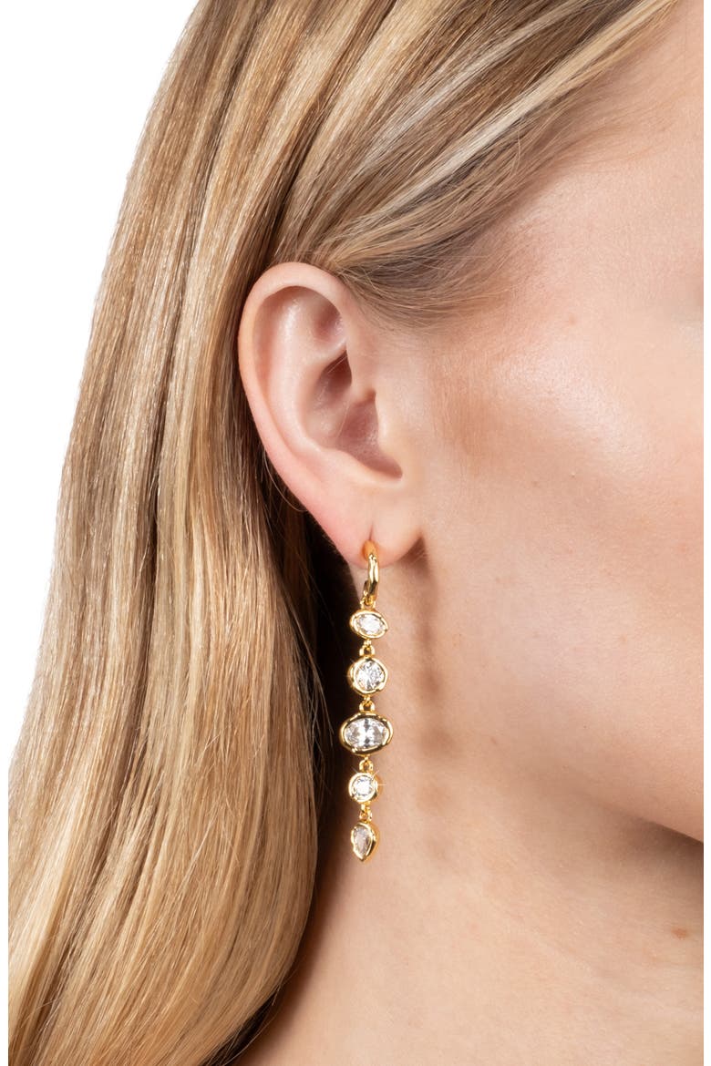 Asterales Cubic Zirconia Linked Hoop Drop Earrings, Alternate, color, STONES