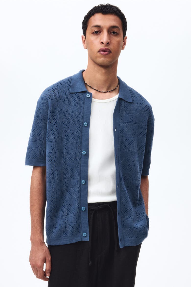 Regular Fit Knitted Shirt, Main, color, Dusty blue