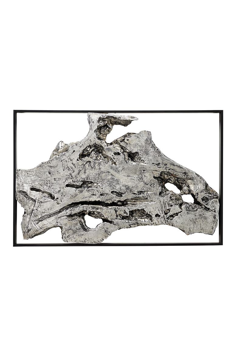 WILLOW ROW Contemporary Abstract Art Silver Metal Wall Decor In Black ...