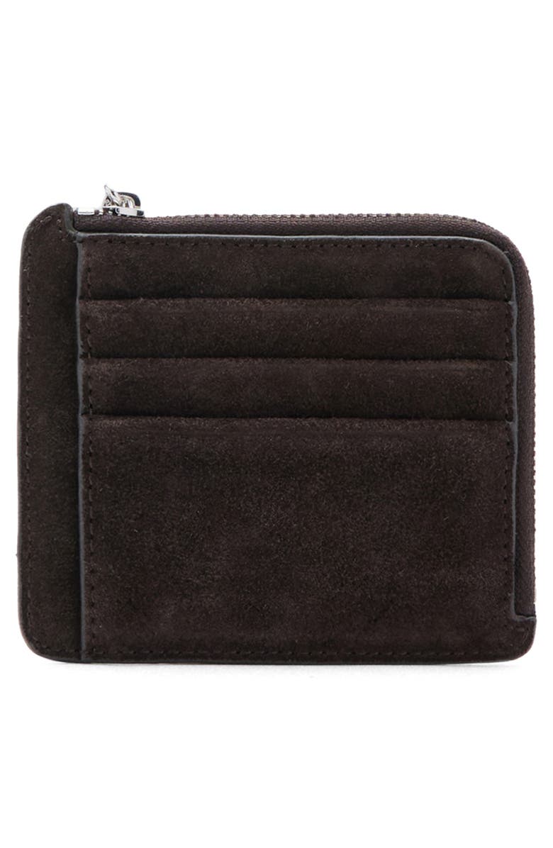 MANGO Studded Suede Card Case, Alternate, color, Chocolate