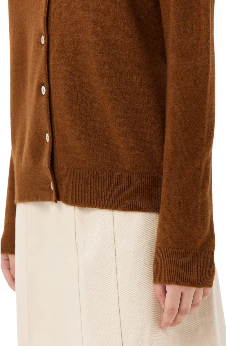 GOBI Mongolian Cashmere Essential Cashmere Crewneck Cardigan, Alternate, color, Chipmunk