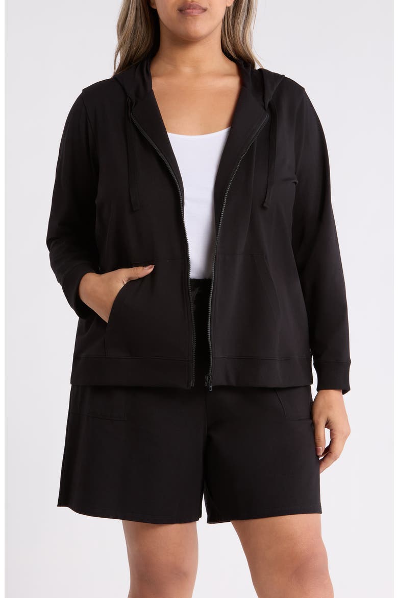 Hooded Zip Jacket, Main, color, BLACK