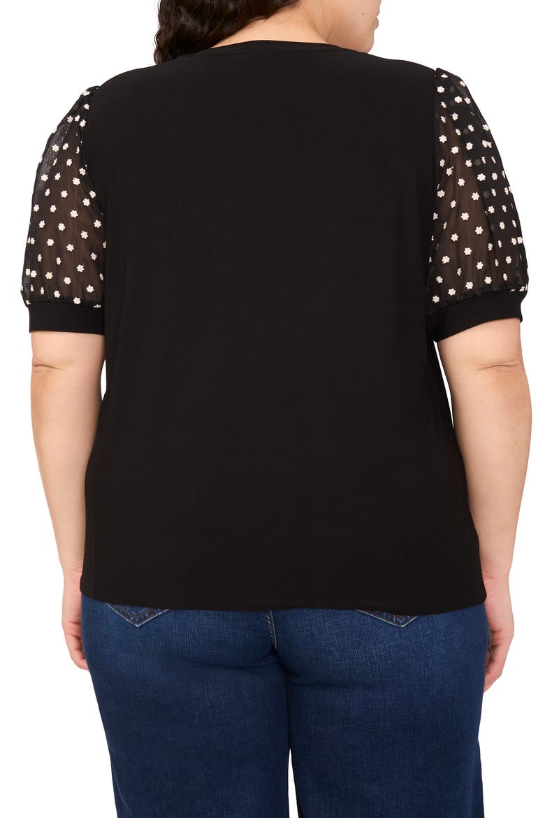 Puff Sleeve Mixed Media Top, Alternate, color, RICH BLACK