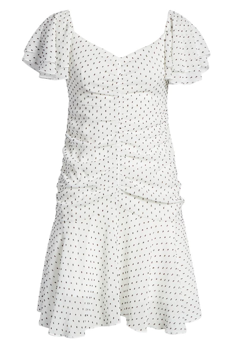 Marley Ruched Minidress, Alternate, color, WHITE-BLACK DOT