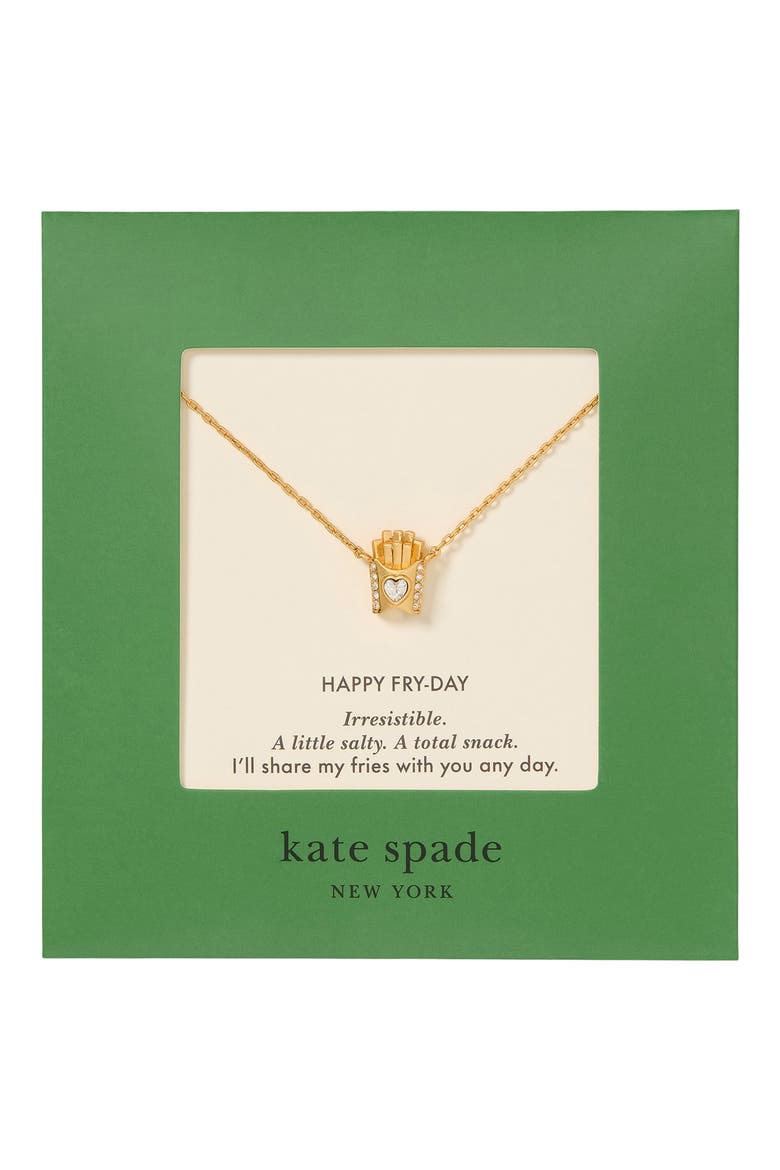 happy fry-day pendant necklace, Alternate, color, CLEAR/GOLD.