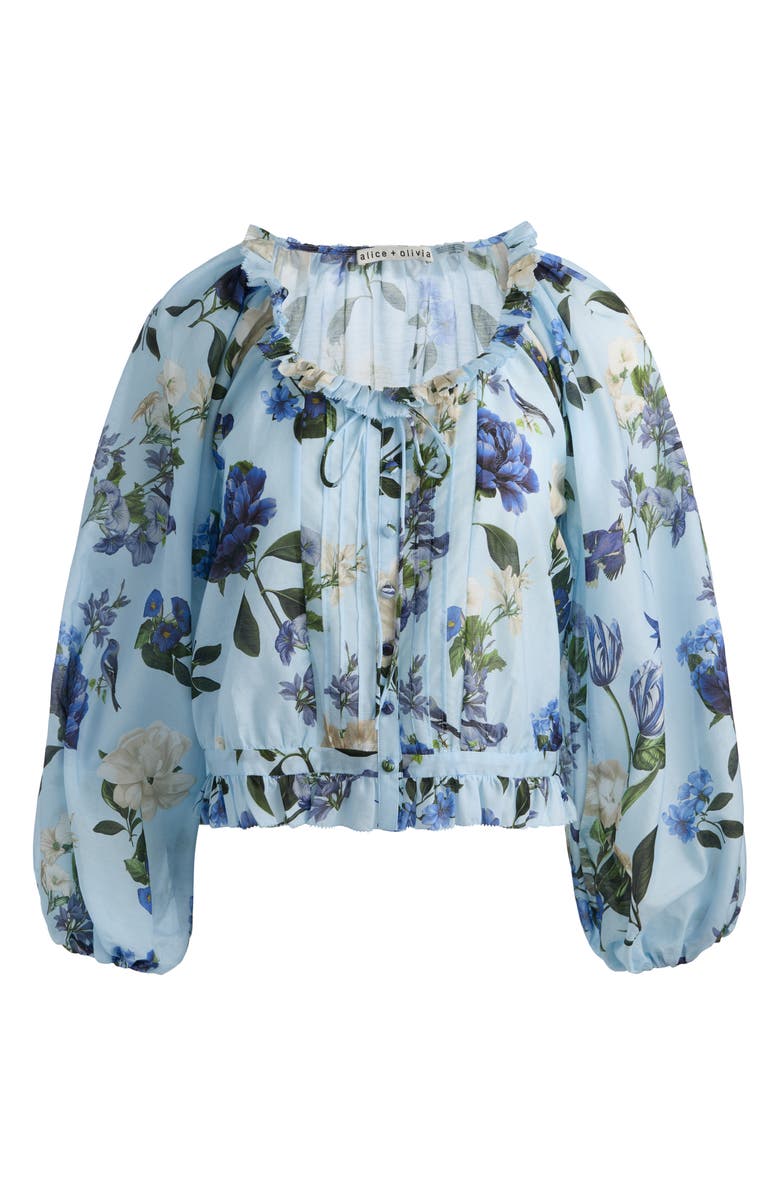 Alice + Olivia Mclaine Floral Crop Button-Up Shirt, Alternate, color, Fly Away
