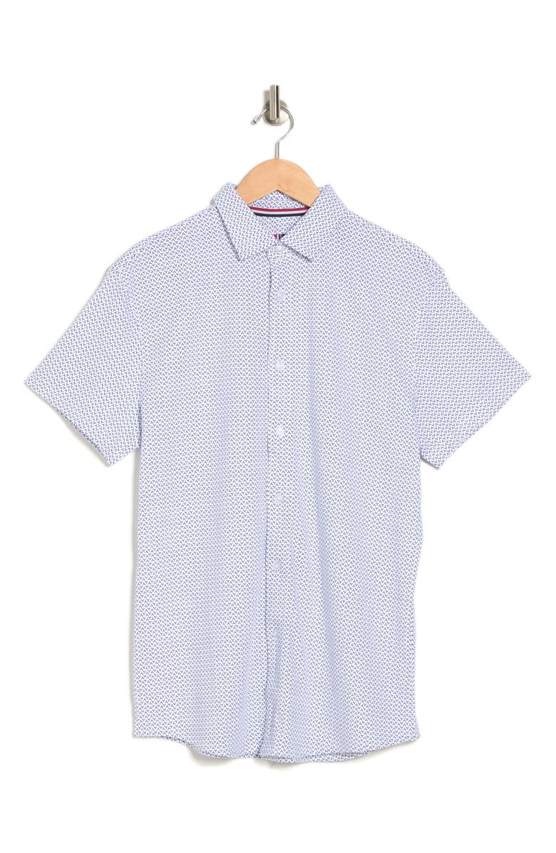 SOUL OF LONDON Geo Dot Jersey Knit Short Sleeve Shirt, Alternate, color, Blue