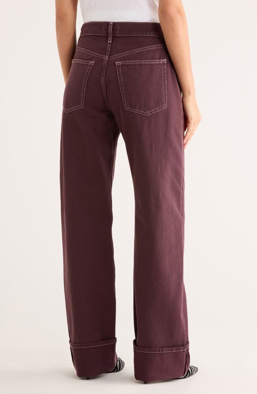 Etica Ética Stanton Low Rise Cuffed Wide Leg Jeans In Brown