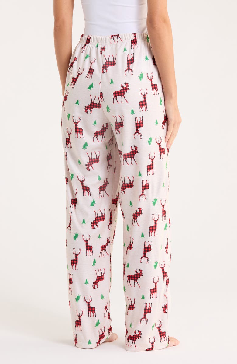 BABY STARTERS Gender Inclusive Matching Family Pajama Moose Print Pants, Alternate, color, Oatmeal/ Red