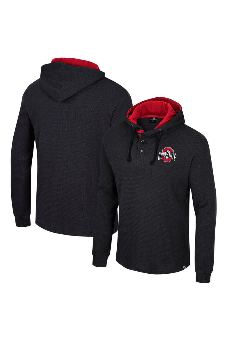 Men's Colosseum Black Ohio State Buckeyes Affirmative Thermal Hoodie Long Sleeve T-Shirt, Main, color, Black