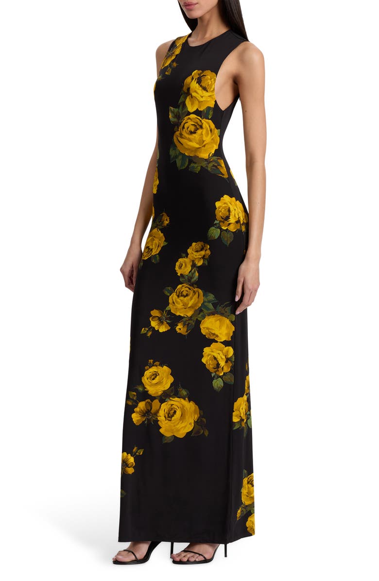 Alice + Olivia Delora Floral Open Back Body-Con Maxi Dress, Alternate, color, Rosehips