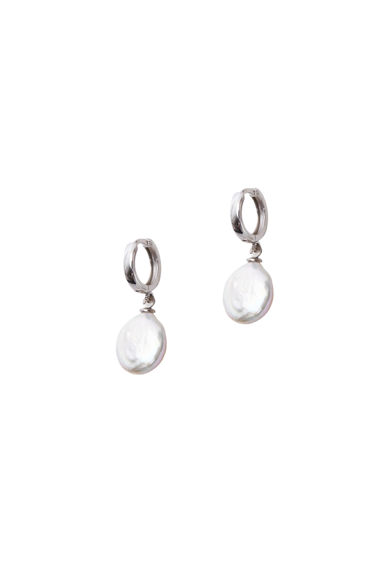 Treated Freshwater Cultured Baroque Pearl Hoop Earrings, Main, color, Silver