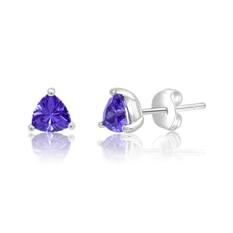 Sterling Silver Triangle Tanzanite Earrings