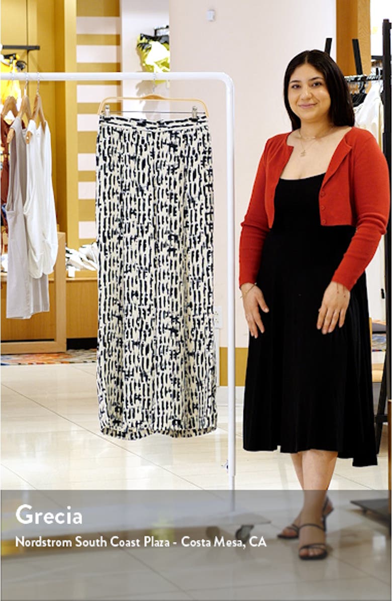 Abstract Print Flat Front Wide Leg Pants, sales video thumbnail