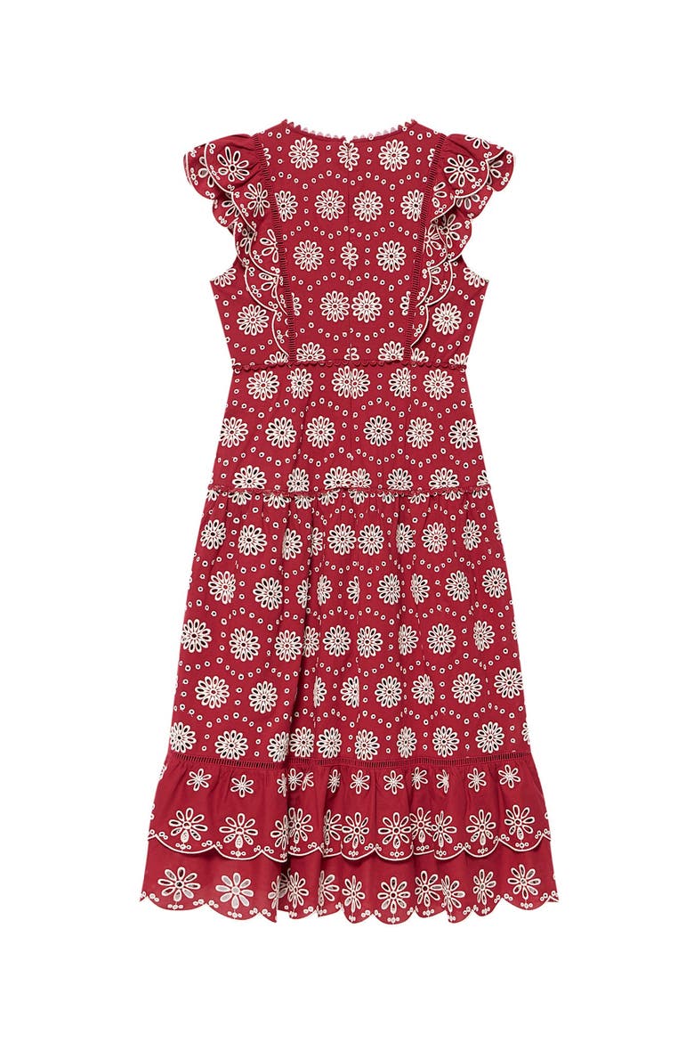 Cotton Broderie Drop Waist Midi Dress, Alternate, color, Red