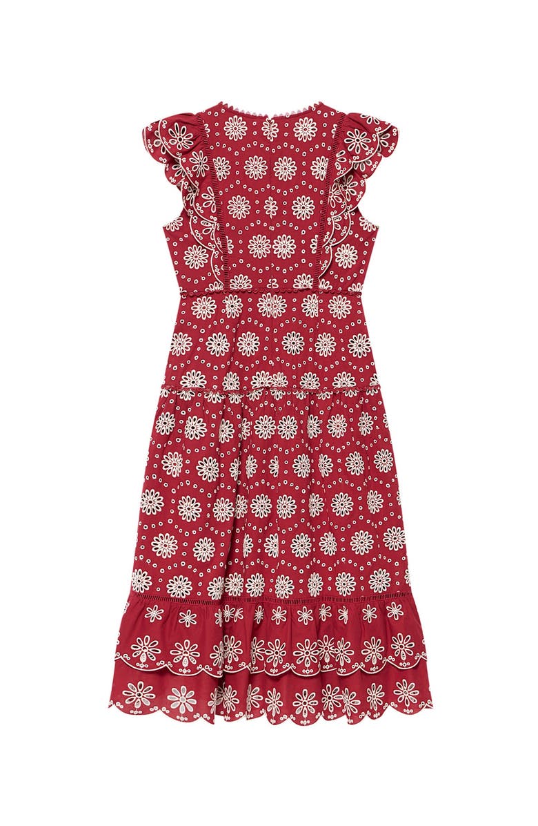 MINT VELVET Cotton Broderie Drop Waist Midi Dress, Alternate, color, Red