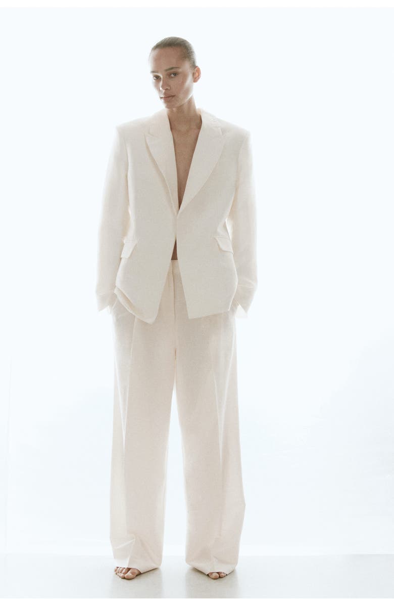 H&M Tailored Linen-blend Trousers, Main, color, Cream