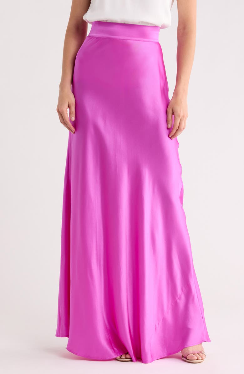 L'AGENCE Ryker Bias Cut Silk Maxi Skirt, Main, color, Bright Purple