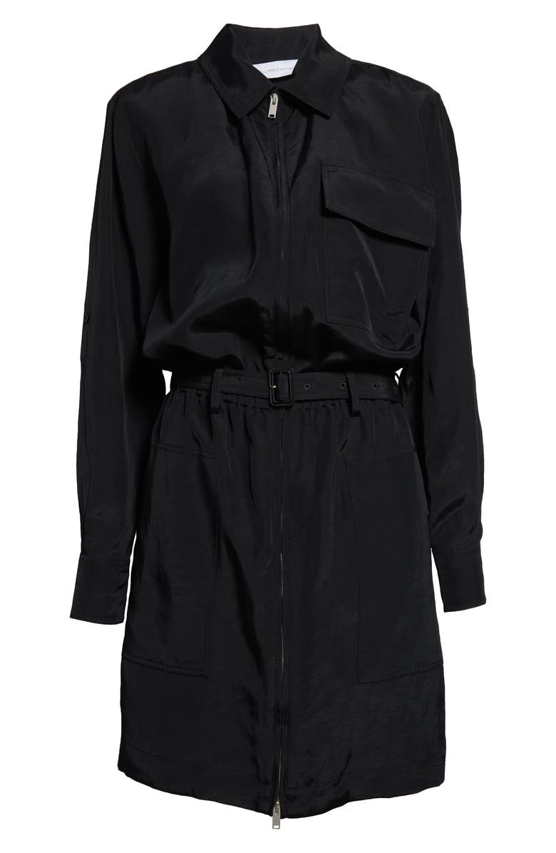 Stella McCartney Long Sleeve Belted Utility Dress, Alternate, color, Black