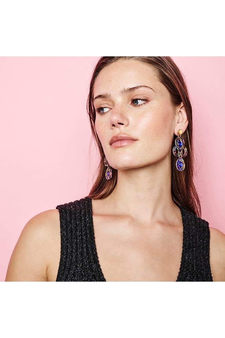 Petite Batik Earrings - Blue Splatter & Blue Mirror, Alternate, color, Blue Splatter & Blue Mirror