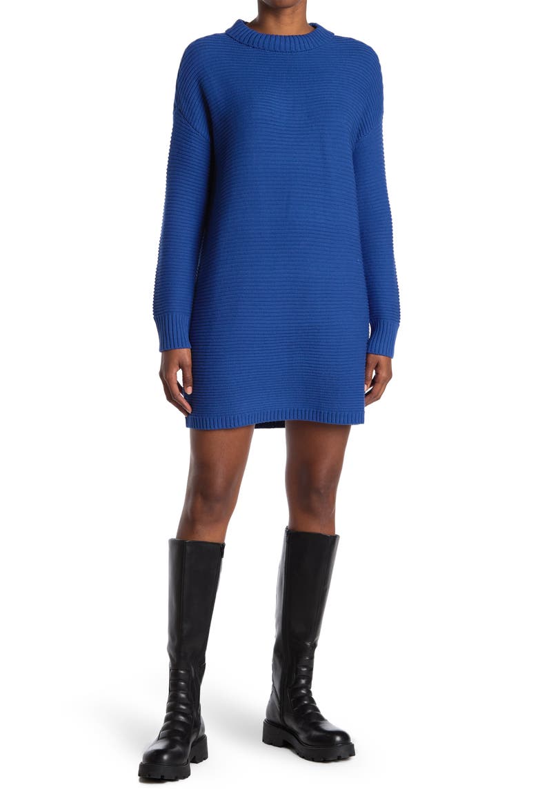 Mock Neck Mini Sweater Dress, Main, color, BLUE OLYMPUS