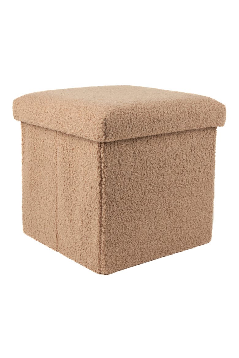 Small Cube Teddy Stash Pouf, Main, color, TAUPE