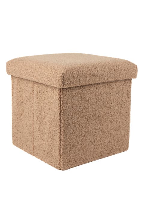 Small Cube Teddy Stash Pouf