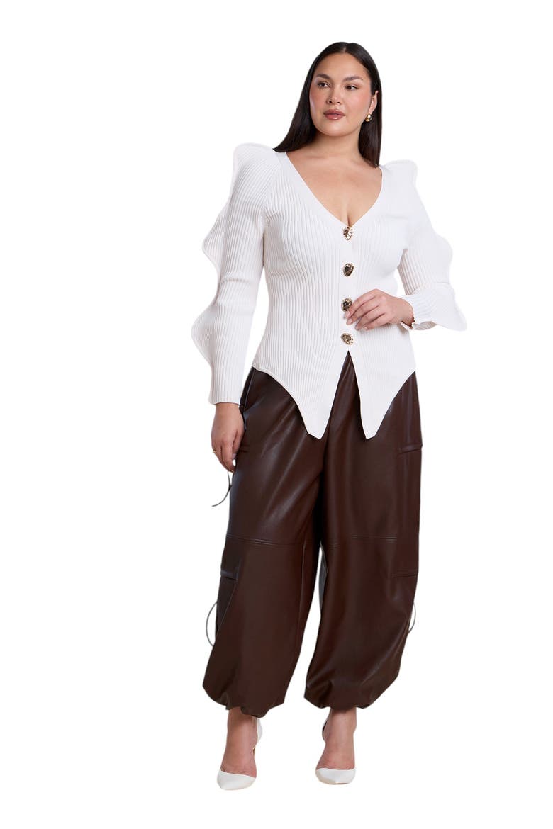 Rounded Sleeve Cardigan, Alternate, color, COCONUT MILK